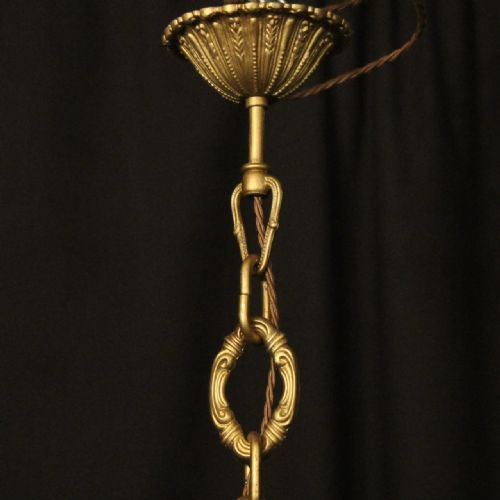 FRENCH GILDED BRONZE 6 LIGHT ANTIQUE CHANDELIER - ADDITIONAL PHOTO 9