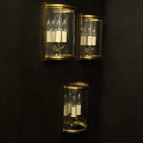 FRENCH SET OF 3 GILDED CONVEX HALF LANTERNS - ADDITIONAL PHOTO 9