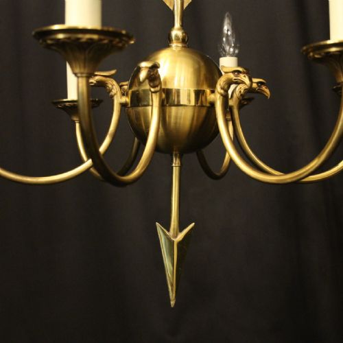 FRENCH GILDED BRASS EMPIRE 6 LIGHT CHANDELIER - ADDITIONAL PHOTO 1