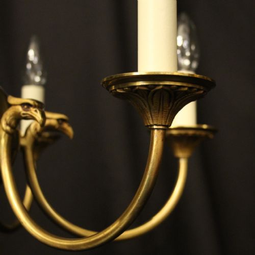 FRENCH GILDED BRASS EMPIRE 6 LIGHT CHANDELIER - ADDITIONAL PHOTO 2