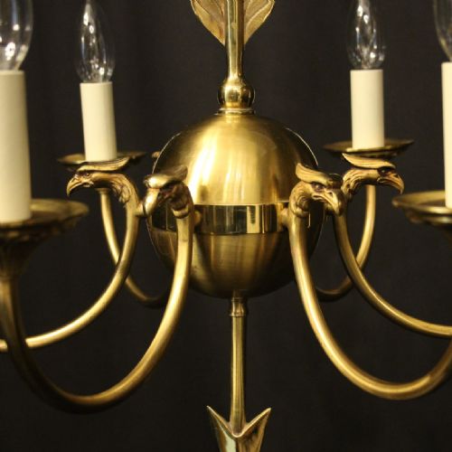 FRENCH GILDED BRASS EMPIRE 6 LIGHT CHANDELIER - ADDITIONAL PHOTO 3