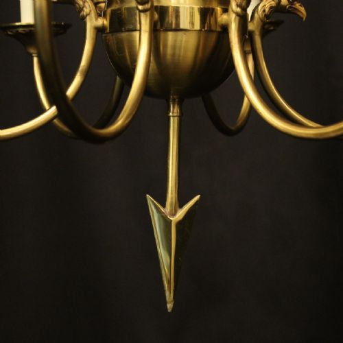 FRENCH GILDED BRASS EMPIRE 6 LIGHT CHANDELIER - ADDITIONAL PHOTO 4