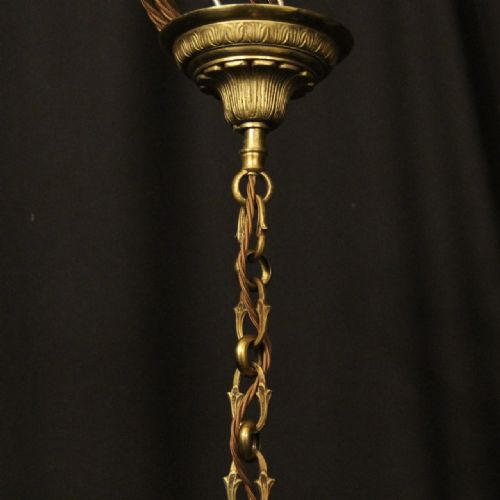 FRENCH GILDED BRASS EMPIRE 6 LIGHT CHANDELIER - ADDITIONAL PHOTO 9