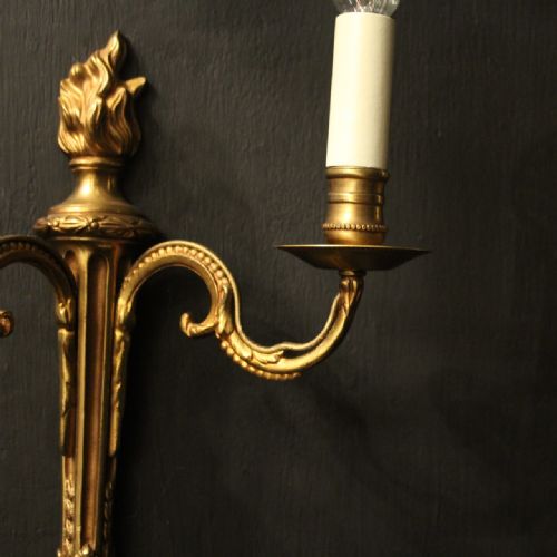 FRENCH PAIR OF GILDED TWIN ARM WALL LIGHTS - ADDITIONAL PHOTO 2