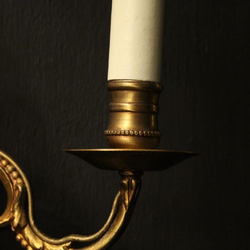 FRENCH PAIR OF GILDED TWIN ARM WALL LIGHTS - ADDITIONAL PHOTO 4