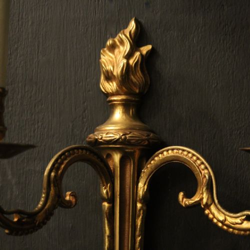 FRENCH PAIR OF GILDED TWIN ARM WALL LIGHTS - ADDITIONAL PHOTO 5