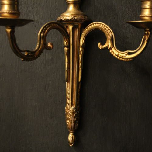 FRENCH PAIR OF GILDED TWIN ARM WALL LIGHTS - ADDITIONAL PHOTO 7