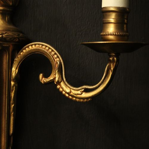 FRENCH PAIR OF GILDED TWIN ARM WALL LIGHTS - ADDITIONAL PHOTO 8