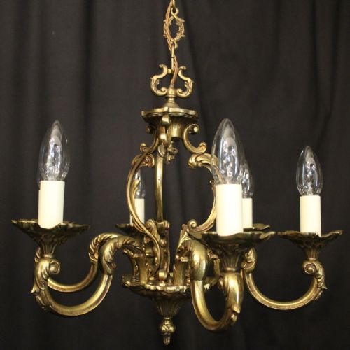 FRENCH GILDED BRASS 6 LIGHT CHANDELIER - ADDITIONAL PHOTO 1