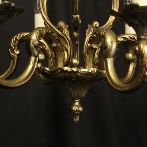 FRENCH GILDED BRASS 6 LIGHT CHANDELIER - ADDITIONAL PHOTO 2
