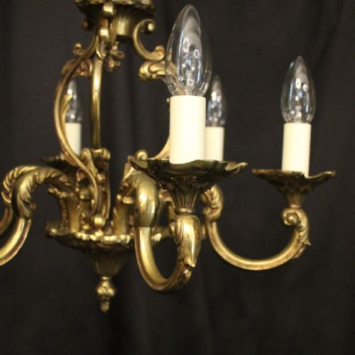 FRENCH GILDED BRASS 6 LIGHT CHANDELIER - ADDITIONAL PHOTO 3