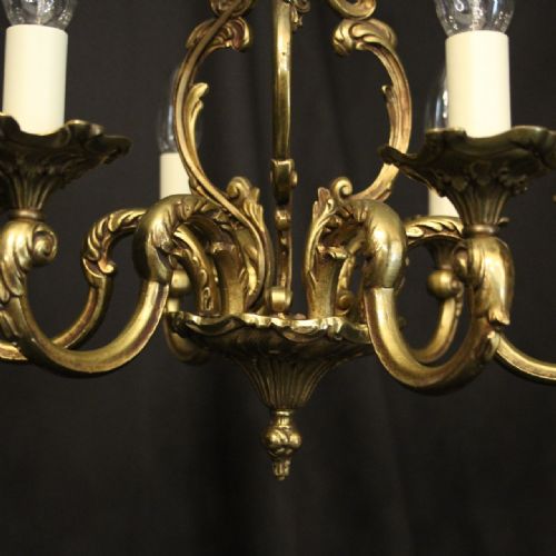 FRENCH GILDED BRASS 6 LIGHT CHANDELIER - ADDITIONAL PHOTO 6