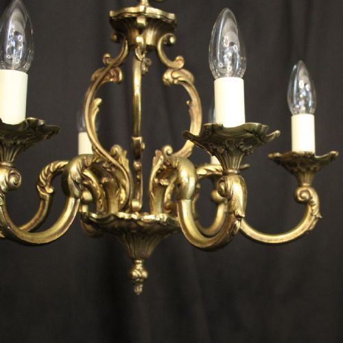 FRENCH GILDED BRASS 6 LIGHT CHANDELIER - ADDITIONAL PHOTO 7