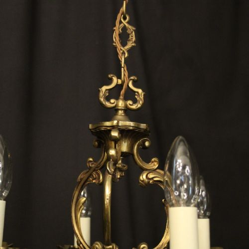 FRENCH GILDED BRASS 6 LIGHT CHANDELIER - ADDITIONAL PHOTO 8