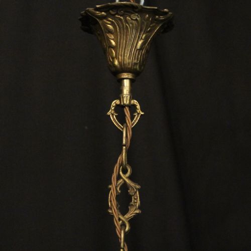FRENCH GILDED BRASS 6 LIGHT CHANDELIER - ADDITIONAL PHOTO 9
