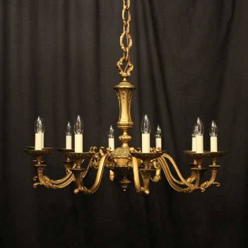 french large gilded bronze 10 light chandelier - CATEGORY: ANTIQUE LIGHTING - DATED 1930