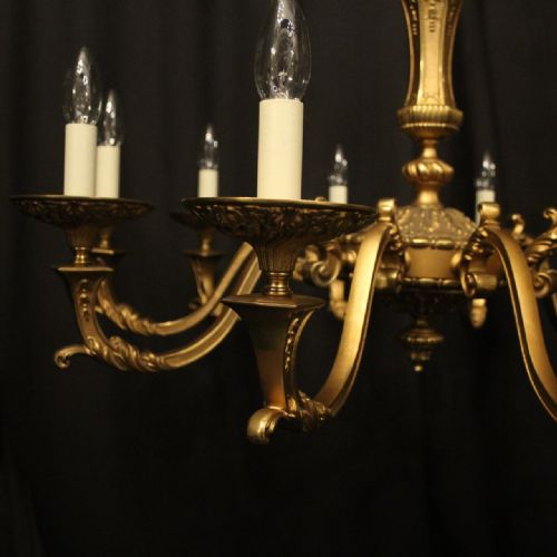 FRENCH LARGE GILDED BRONZE 10 LIGHT CHANDELIER - ADDITIONAL PHOTO 1