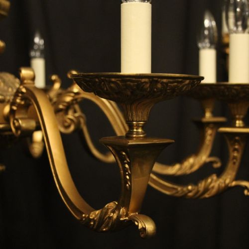 FRENCH LARGE GILDED BRONZE 10 LIGHT CHANDELIER - ADDITIONAL PHOTO 2