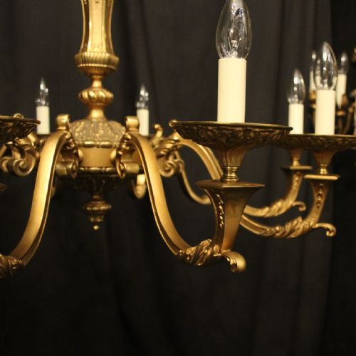 FRENCH LARGE GILDED BRONZE 10 LIGHT CHANDELIER - ADDITIONAL PHOTO 3