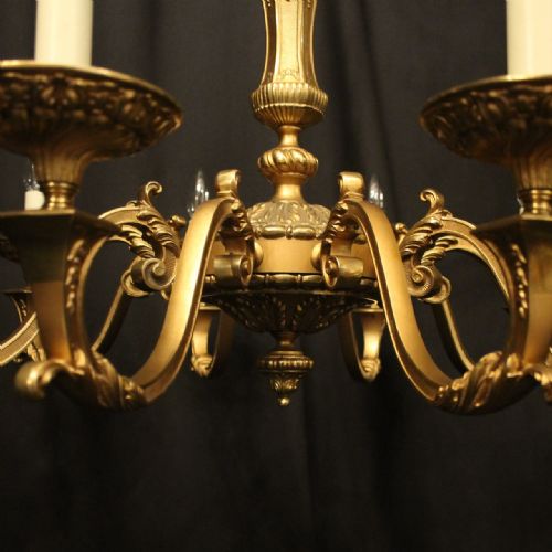 FRENCH LARGE GILDED BRONZE 10 LIGHT CHANDELIER - ADDITIONAL PHOTO 4