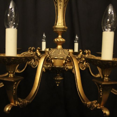 FRENCH LARGE GILDED BRONZE 10 LIGHT CHANDELIER - ADDITIONAL PHOTO 5