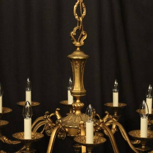 FRENCH LARGE GILDED BRONZE 10 LIGHT CHANDELIER - ADDITIONAL PHOTO 7