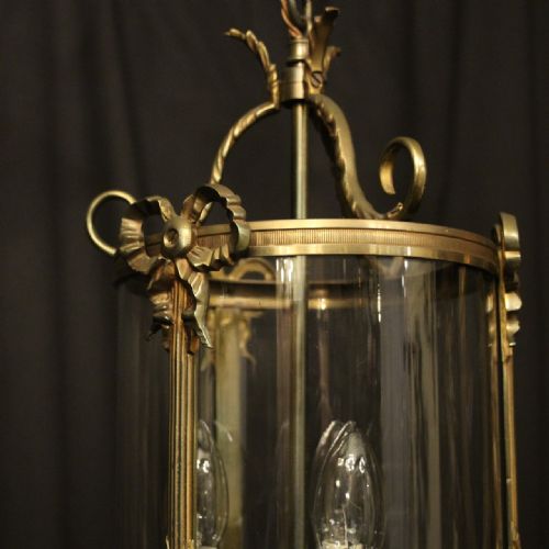 FRENCH PAIR OF TRIPLE LIGHT CONVEX ANTIQUE LANTERNS - ADDITIONAL PHOTO 4