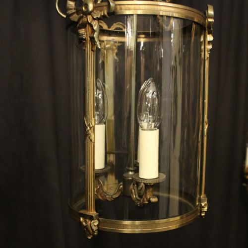 FRENCH PAIR OF TRIPLE LIGHT CONVEX ANTIQUE LANTERNS - ADDITIONAL PHOTO 6