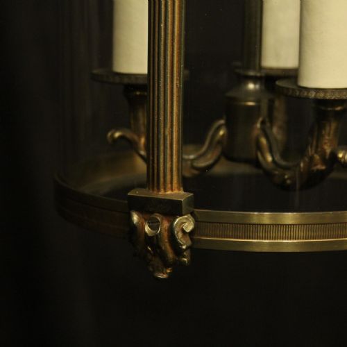FRENCH PAIR OF TRIPLE LIGHT CONVEX ANTIQUE LANTERNS - ADDITIONAL PHOTO 7