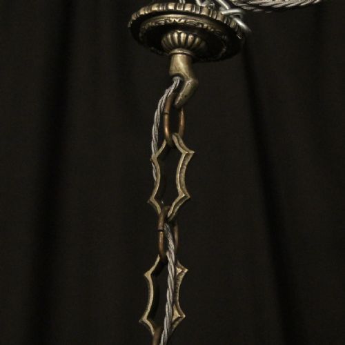 FRENCH SILVER BRONZE 6 LIGHT ANTIQUE CHANDELIER - ADDITIONAL PHOTO 9