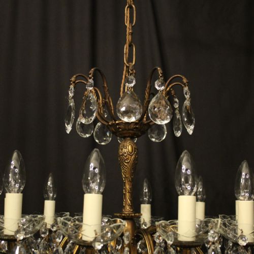 ITALIAN 12 LIGHT GILDED BRONZE CRYSTAL ANTIQUE CHANDELIER - ADDITIONAL PHOTO 4