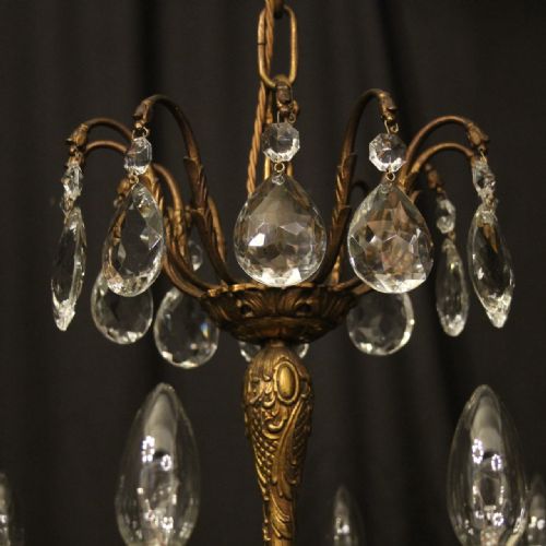 ITALIAN 12 LIGHT GILDED BRONZE CRYSTAL ANTIQUE CHANDELIER - ADDITIONAL PHOTO 5