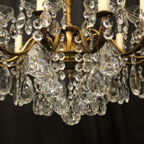 ITALIAN 12 LIGHT GILDED BRONZE CRYSTAL ANTIQUE CHANDELIER - ADDITIONAL PHOTO 7