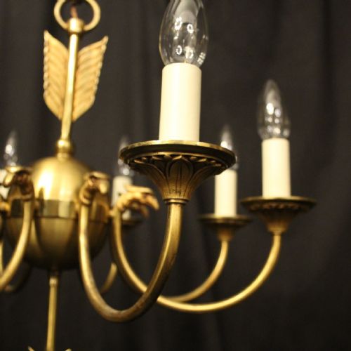 FRENCH GILDED BRASS EMPIRE 8 LIGHT CHANDELIER - ADDITIONAL PHOTO 2