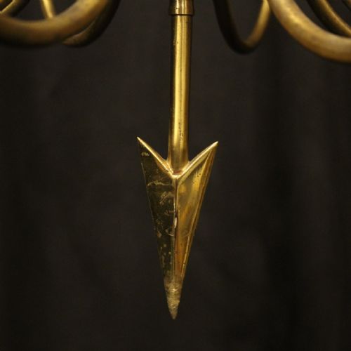 FRENCH GILDED BRASS EMPIRE 8 LIGHT CHANDELIER - ADDITIONAL PHOTO 6