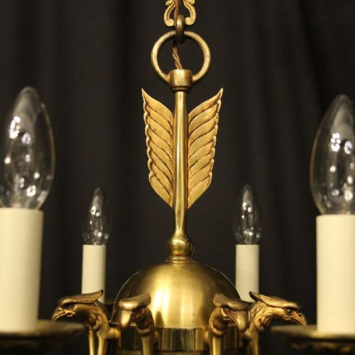 FRENCH GILDED BRASS EMPIRE 8 LIGHT CHANDELIER - ADDITIONAL PHOTO 8