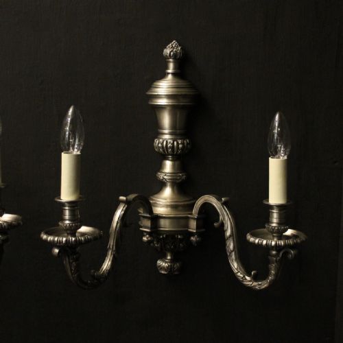 FRENCH PAIR OF SILVER GILDED ANTIQUE WALL LIGHTS - ADDITIONAL PHOTO 1