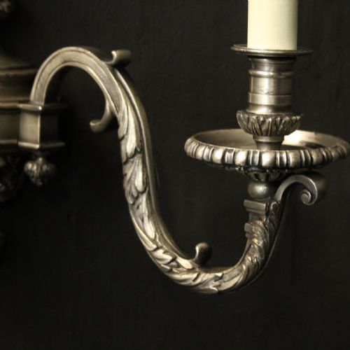 FRENCH PAIR OF SILVER GILDED ANTIQUE WALL LIGHTS - ADDITIONAL PHOTO 3