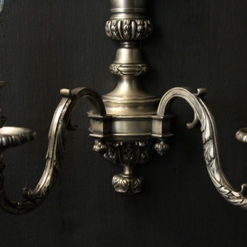 FRENCH PAIR OF SILVER GILDED ANTIQUE WALL LIGHTS - ADDITIONAL PHOTO 5