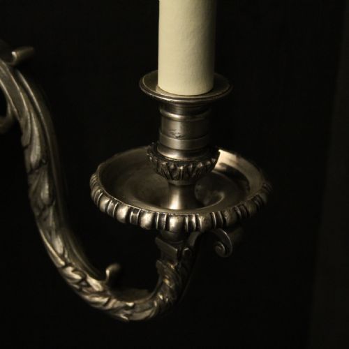 FRENCH PAIR OF SILVER GILDED ANTIQUE WALL LIGHTS - ADDITIONAL PHOTO 6