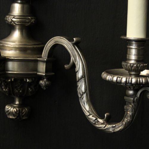 FRENCH PAIR OF SILVER GILDED ANTIQUE WALL LIGHTS - ADDITIONAL PHOTO 8