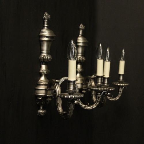 FRENCH PAIR OF SILVER GILDED ANTIQUE WALL LIGHTS - ADDITIONAL PHOTO 9