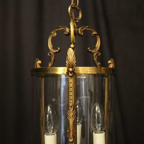 FRENCH GILDED BRONZE TRIPLE LIGHT CONVEX LANTERN - ADDITIONAL PHOTO 2