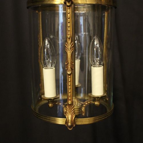 FRENCH GILDED BRONZE TRIPLE LIGHT CONVEX LANTERN - ADDITIONAL PHOTO 4