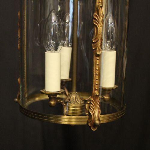 FRENCH GILDED BRONZE TRIPLE LIGHT CONVEX LANTERN - ADDITIONAL PHOTO 7
