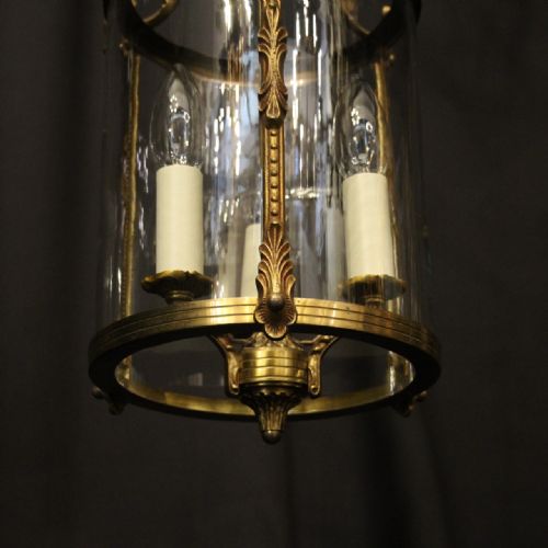 FRENCH GILDED BRONZE TRIPLE LIGHT CONVEX LANTERN - ADDITIONAL PHOTO 8