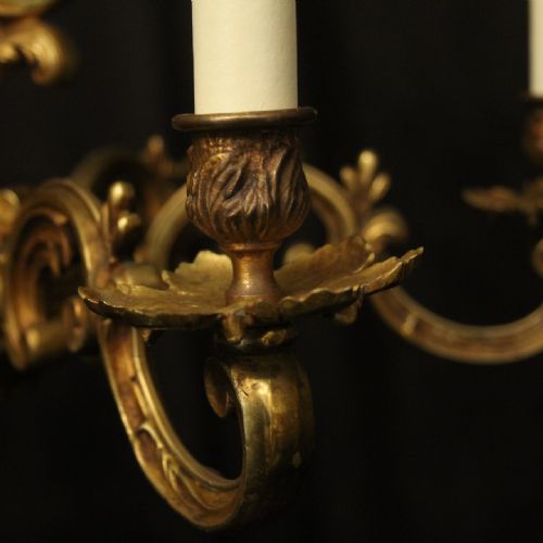 FRENCH GILDED BRONZE 6 LIGHT ANTIQUE CHANDELIER - ADDITIONAL PHOTO 3