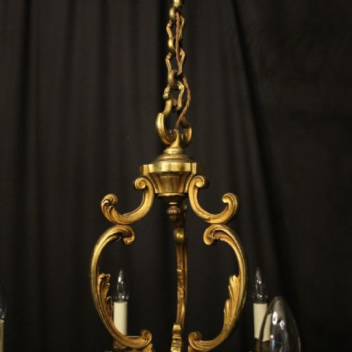 FRENCH GILDED BRONZE 6 LIGHT ANTIQUE CHANDELIER - ADDITIONAL PHOTO 6