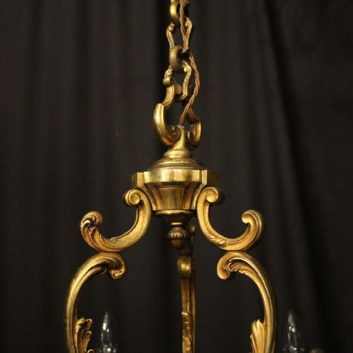 FRENCH GILDED BRONZE 6 LIGHT ANTIQUE CHANDELIER - ADDITIONAL PHOTO 7