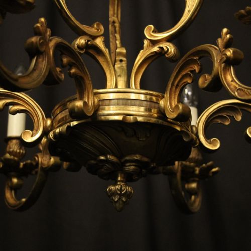 FRENCH GILDED BRONZE 6 LIGHT ANTIQUE CHANDELIER - ADDITIONAL PHOTO 8